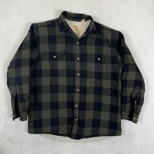 Red Head Brand Co Jacket Mens Large Green Plaid Sherpa Lined Flannel Shacket